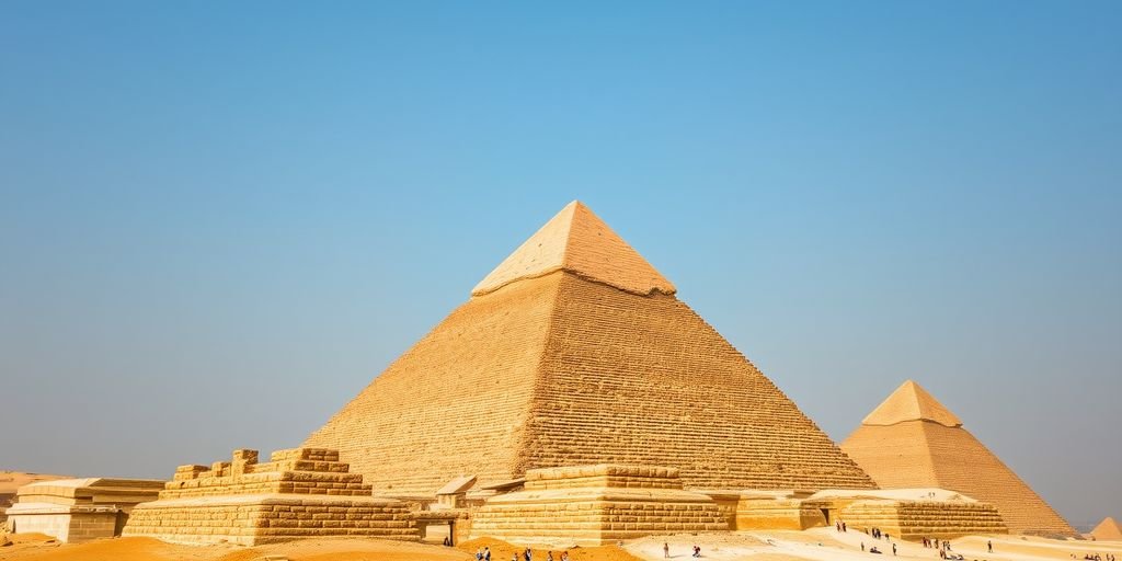 Pyramidene i Giza under en klar blå himmel