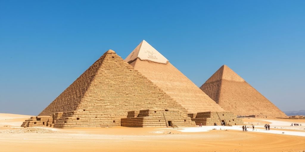 Pyramidene i Giza under blå himmel